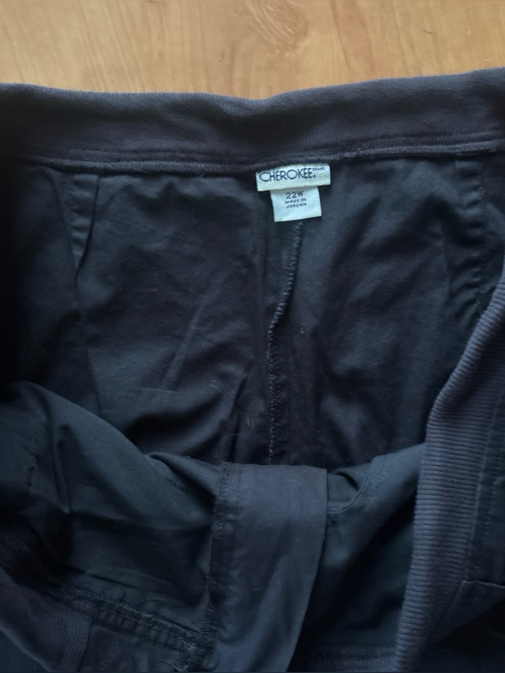 VTG Cherokee Womens 22W Capri Pants Black Cotton Elastic Waist Drawstring 90s